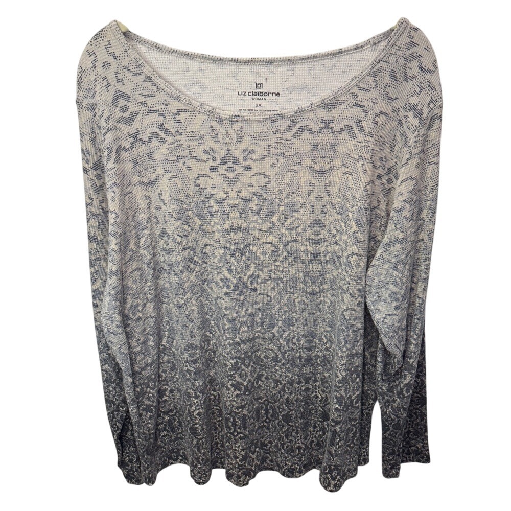 Liz Claiborne Woman 2X Long Sleeve Ombre‎ Abstract Print Knit Top